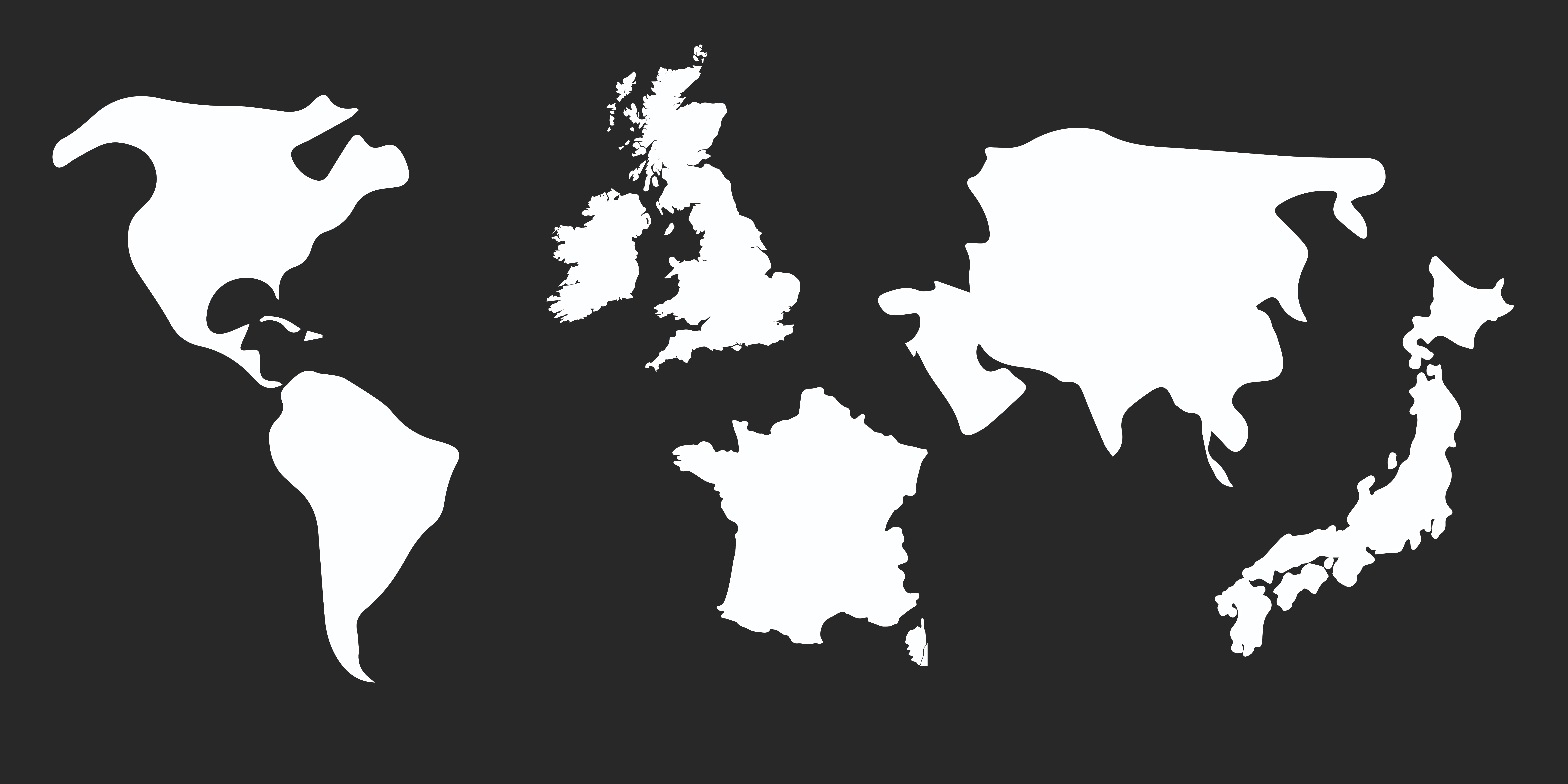 Map of 5 different Cities; London, Paris, Tokyo, Delhi and Washington