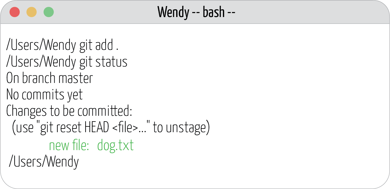 Image which shows how to run the git add command on the terminal