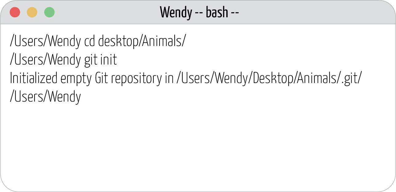 Image which shows how to run the git init command on the terminal