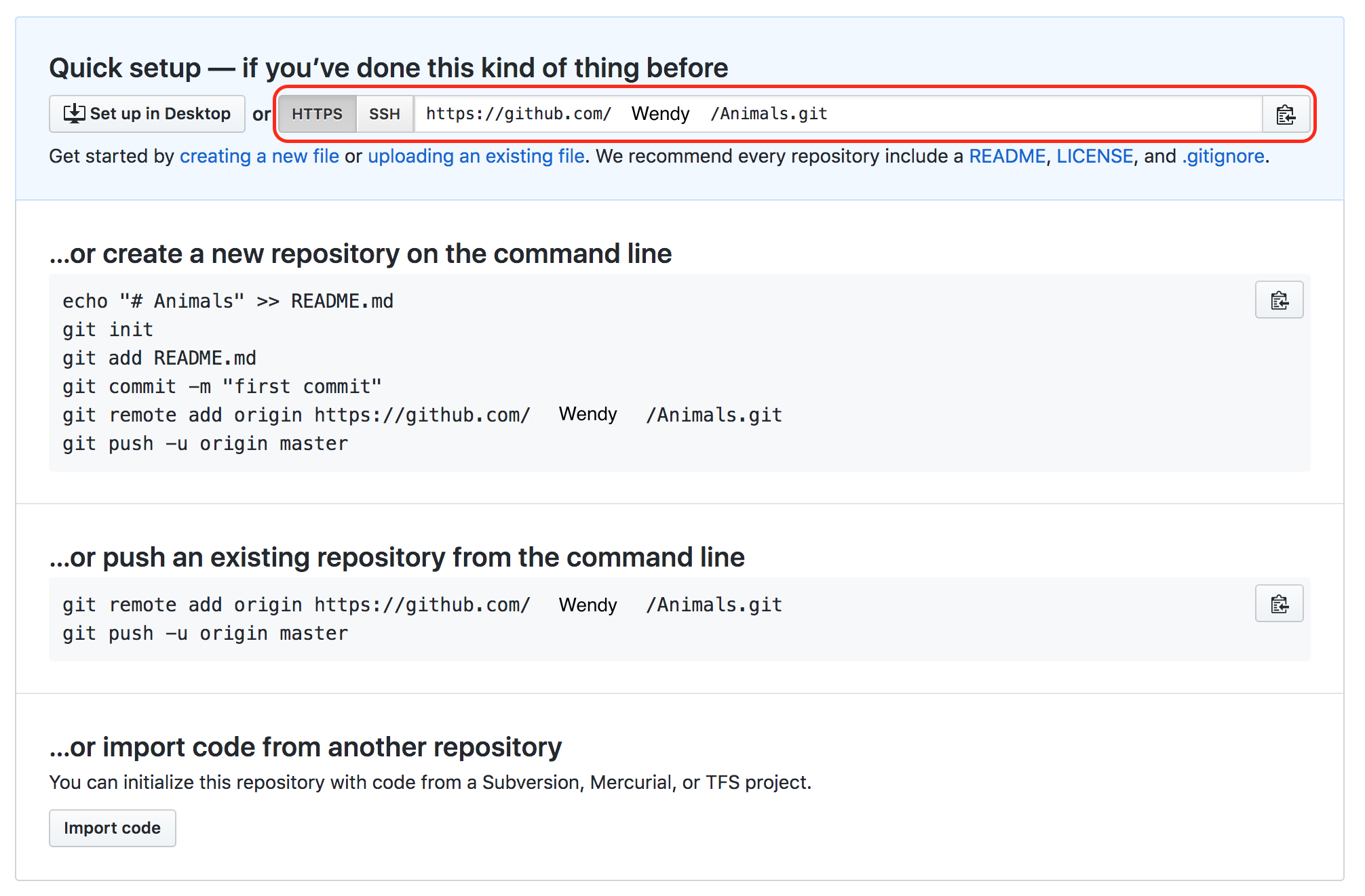 Image which shows a created repository on Github