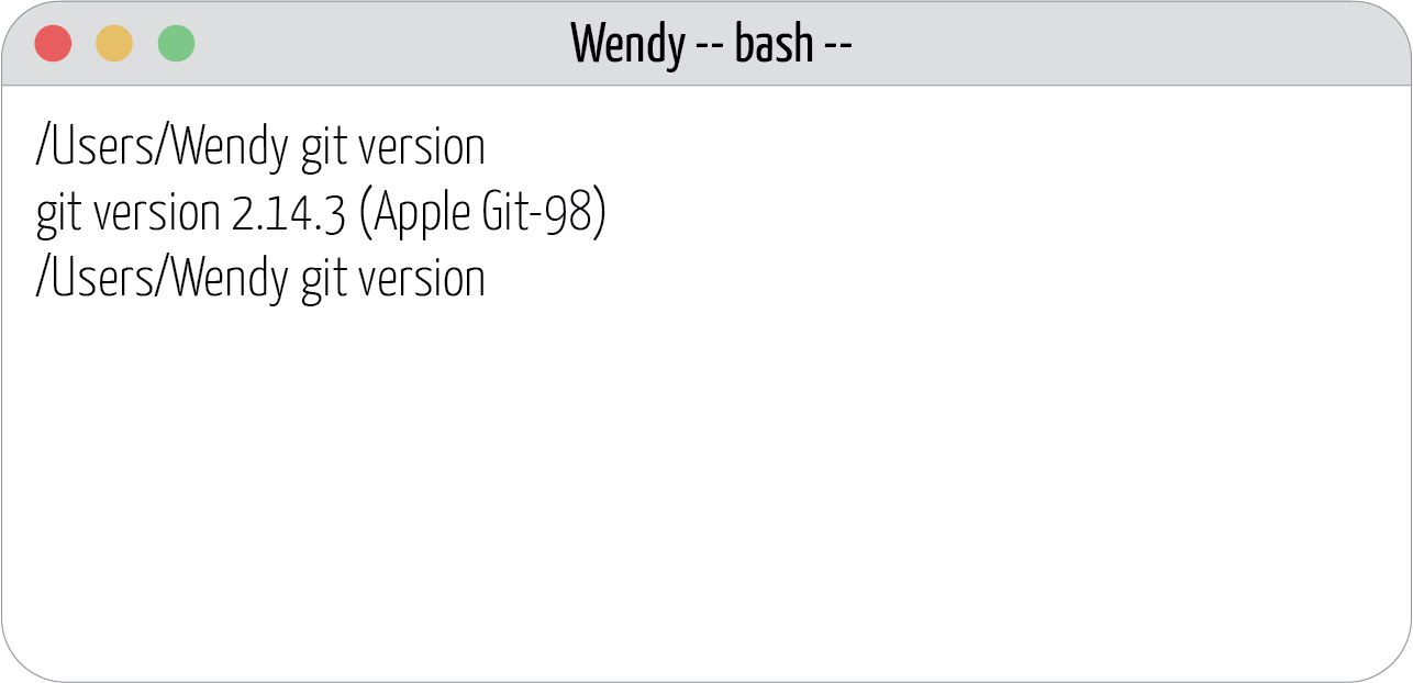 Image which shows how to run the git version command on the terminal