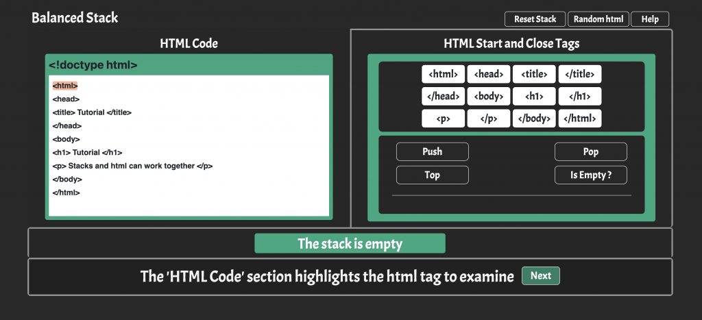 html empty stack